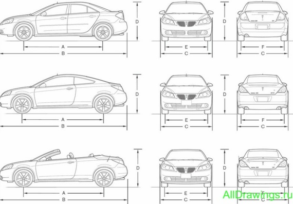 Pontiac G6 (2007) (Понтиак Г6 (2007)) - чертежи (рисунки) автомобиля